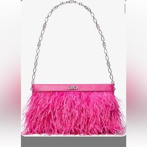 Michael Kors Tabitha Feather Embellished Leather Clutch